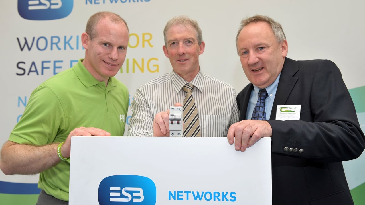 Ciaran Roche, FBD Insurance, Arthur Byrne, ESB Public Safety Manager, and Tom Ryan, Teagasc Farm Building Specialist.