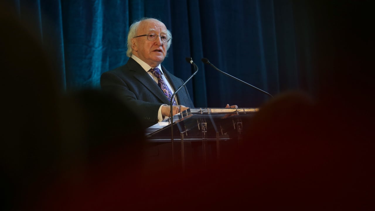President Micheal D Higgins pictured speaking at the 2014 International Family Farming Conference.