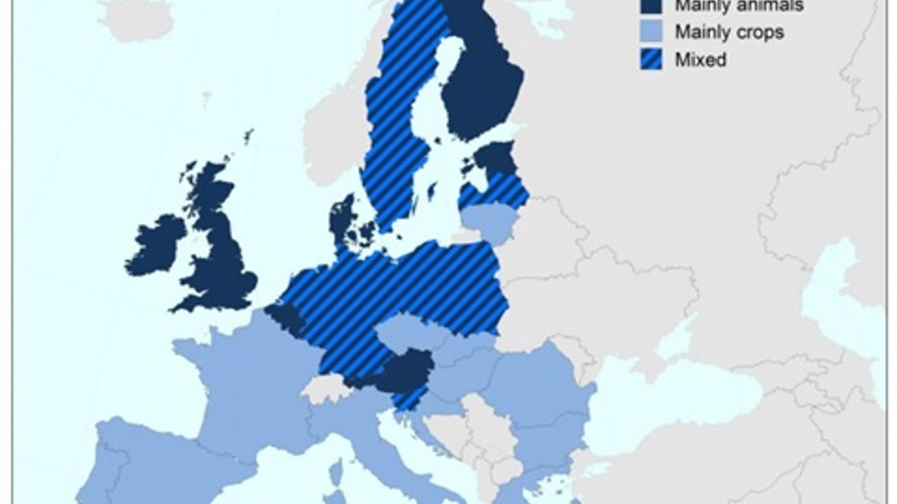 Agricultural output in the EU, 2014 . Source: eurostat