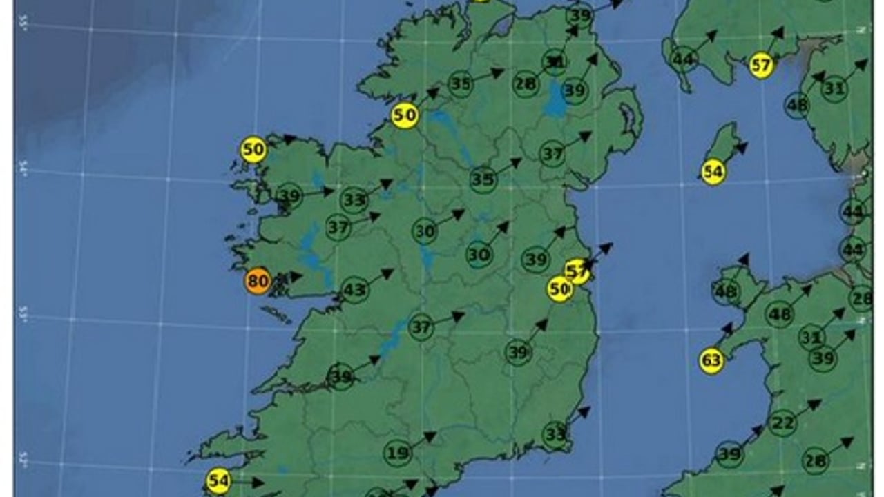 February 23, 2015 wind chart. Source: Met Eireann.