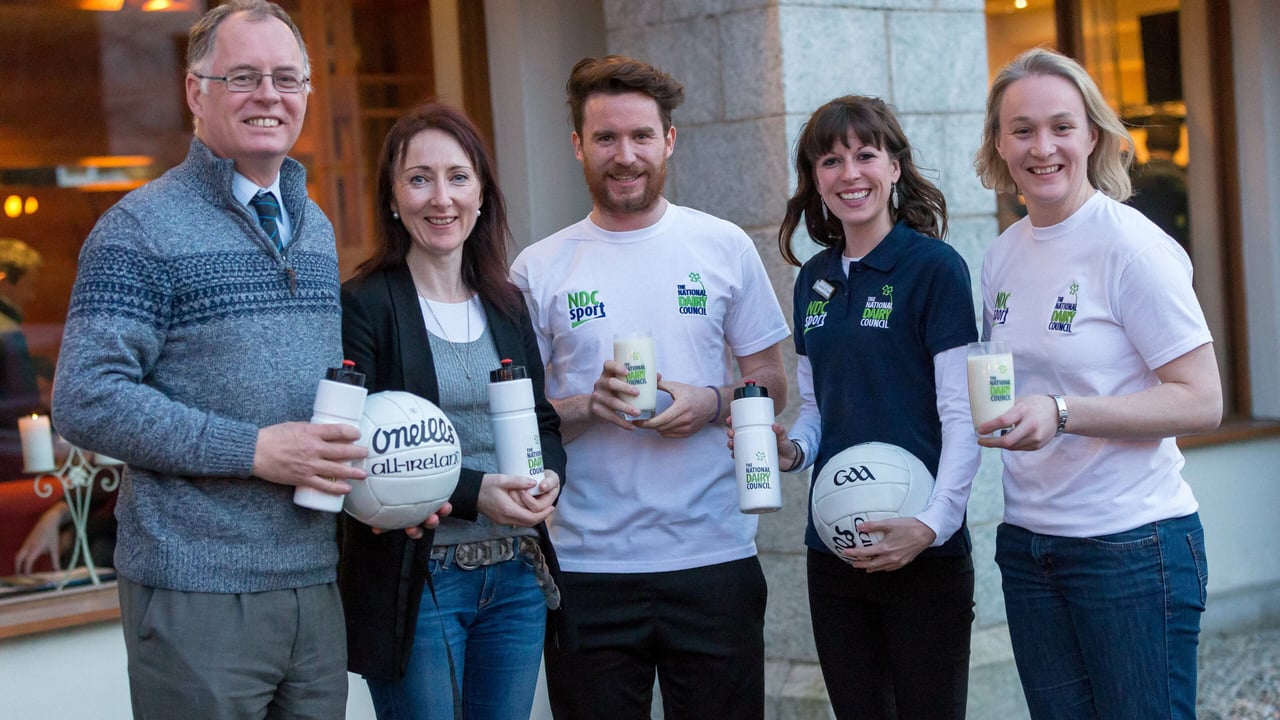 Peter O’Neill, Chairman of the Feile Committee; Noreen Roche, Sports Dietitian; Wexford footballer Ben Brosnan; Caroline O’Donovan, Nutritionist, National Dairy Council and Wexford goalkeeper Mary Rose Kelly