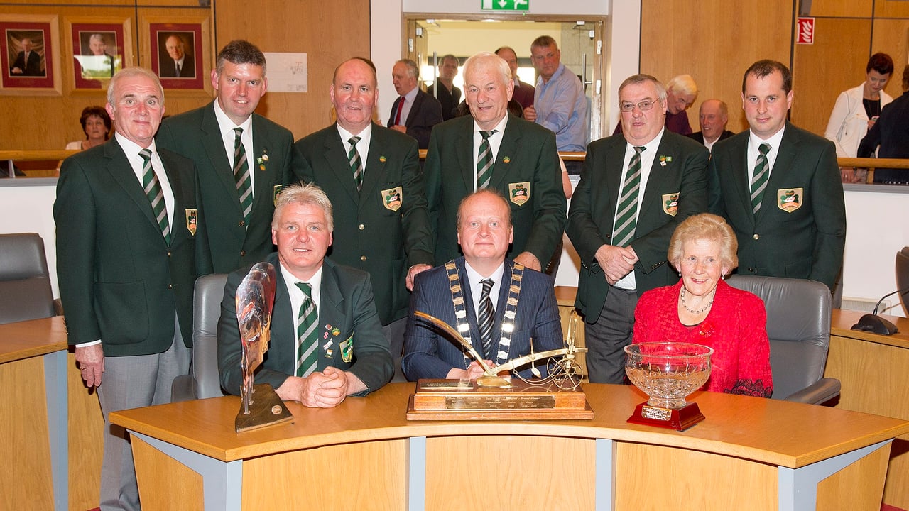 NPA Managing Director Anna May McHugh, Cathaoirleach Fergal Browne, NPA Chairman PJ Lynam and other NPA Directors with Eamonn Tracey 