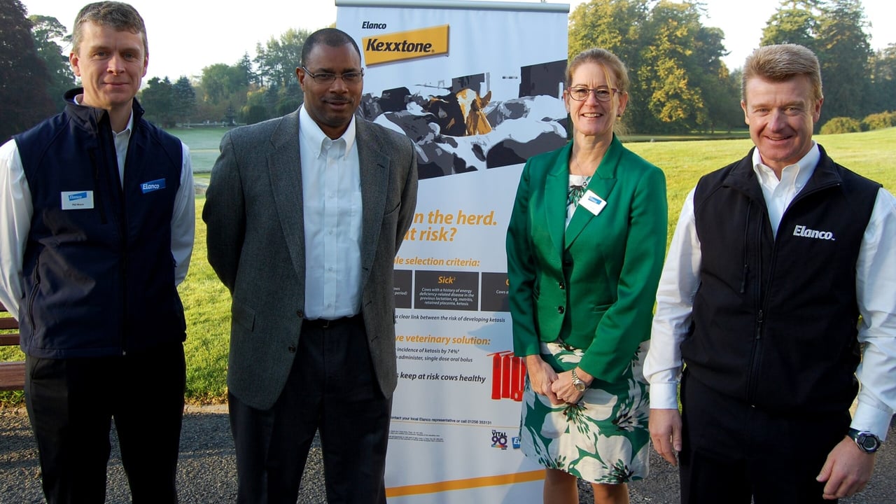 Phil Moore, Elanco Companion Animal Business Manager; Doug Brooks,
Elanco Ruminant Business Manager; Gaynor Hillier; Elanco Country
Director for the UK and Ireland; Jerry Glover, Elanco Pig and Poultry
Business Manager.