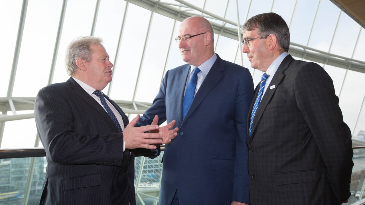 ICOS President Martin Keane; EU Agriculture Commissioner Phil Hogan and Seamus O'Donohoe ICOS CEO 