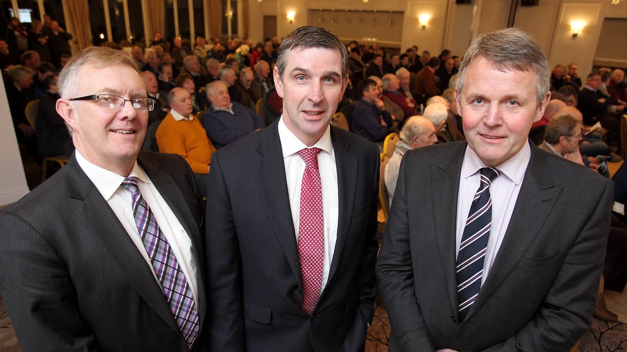 UFU president Ian Marshall, centre, with deputy presidents Ivor Ferguson and Barclay Bell.