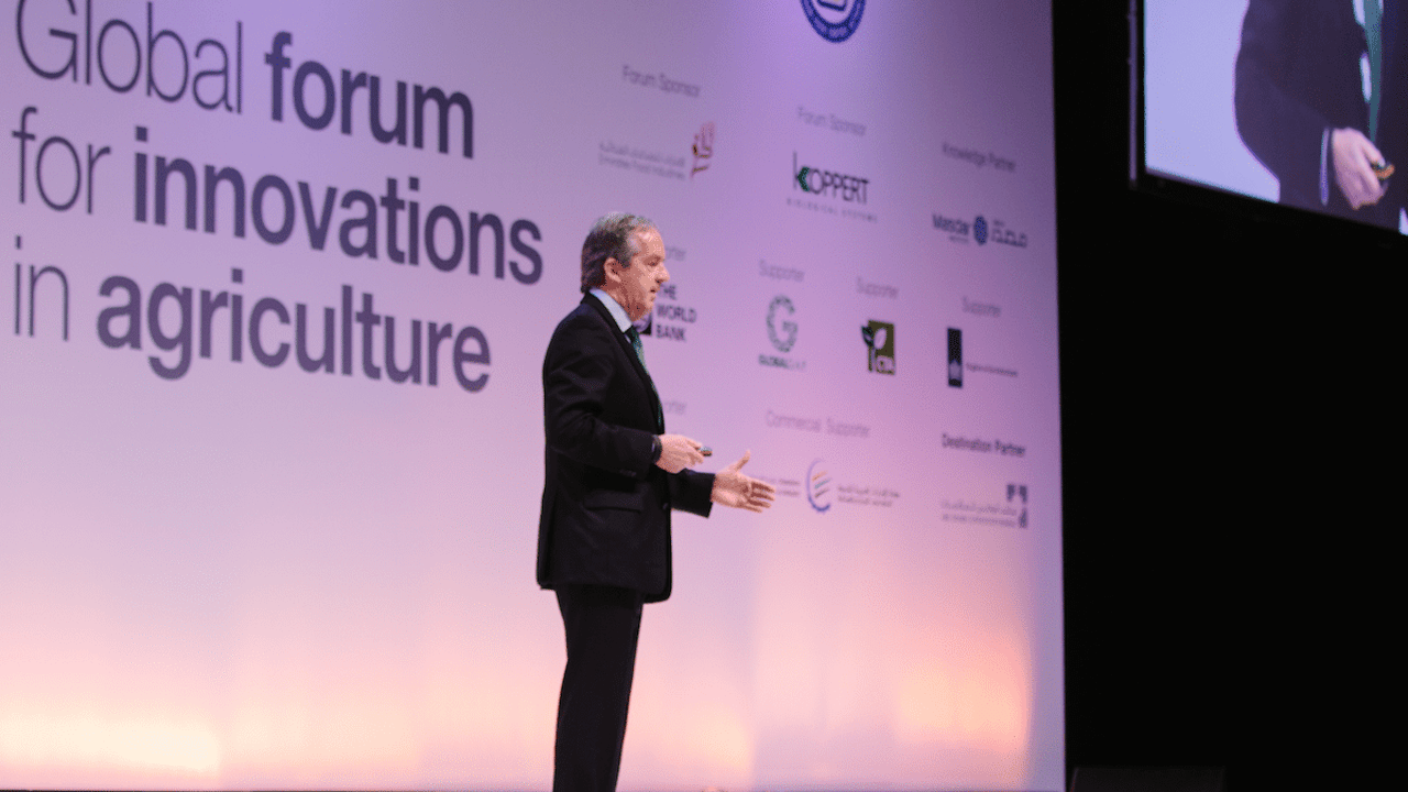 Aidan Cotter, Bord Bia CEO addressing a Global Forum for Innovation in Agriculture. 