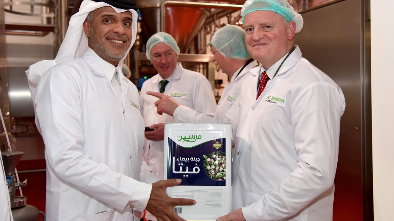 Ornua CEO, Kevin Lane and Saeed Bajwaber, Chairman of Al Wazeen Trading at the opening of Ornua Cheese Manufacturing Facility in Riyadh