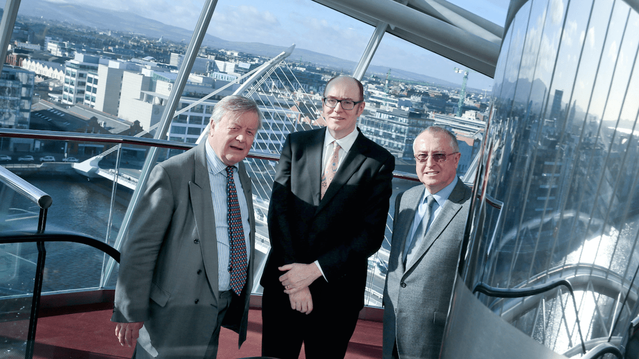 Kenneth Clarke, Gerard Lyons, International economist and chief advisor to London Lord Mayor Boris Johnson and Richard Pym, AIB Chairman.