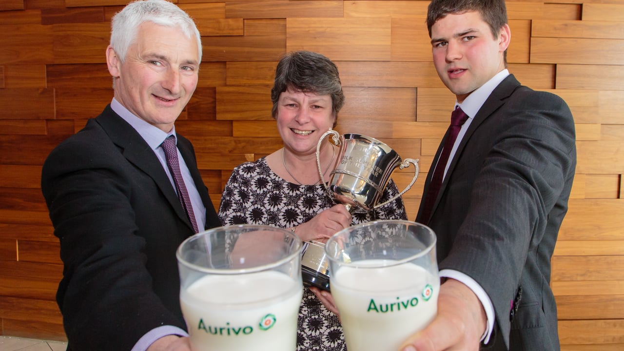 David, Linda and Gareth Lamberton from Fahan, County Donegal - Aurivo Milk Suppliers of the Year.