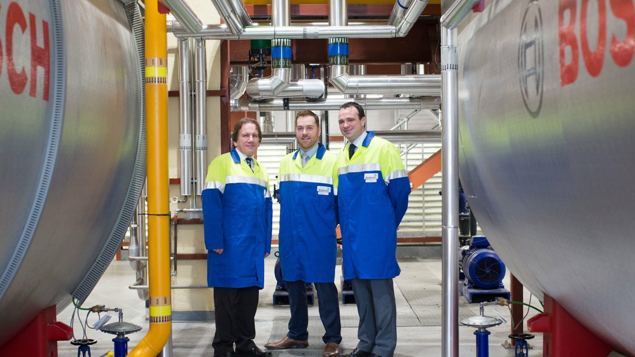 Micheal OKelly of Arrabawn Group with Ross Curran and Stephen Behan of Vayu Energy. Photo; Sean Curtin 