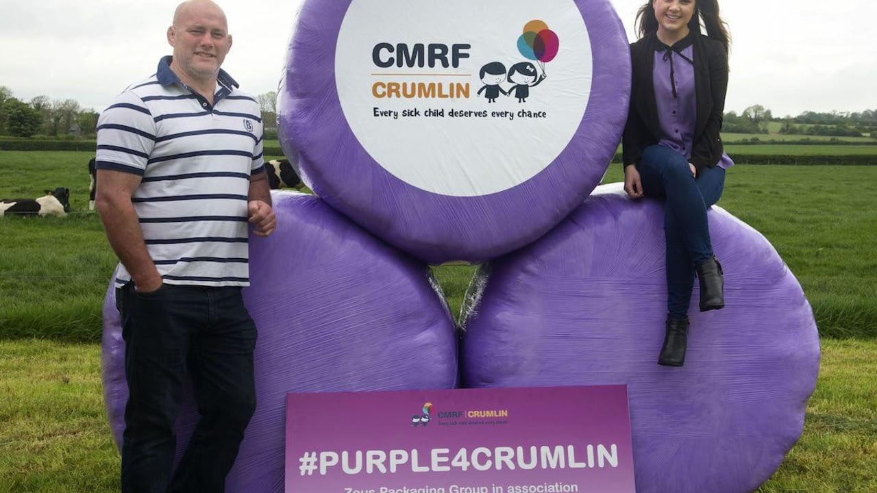 Purple silage wrap will help support Crumlin Children's Hospital