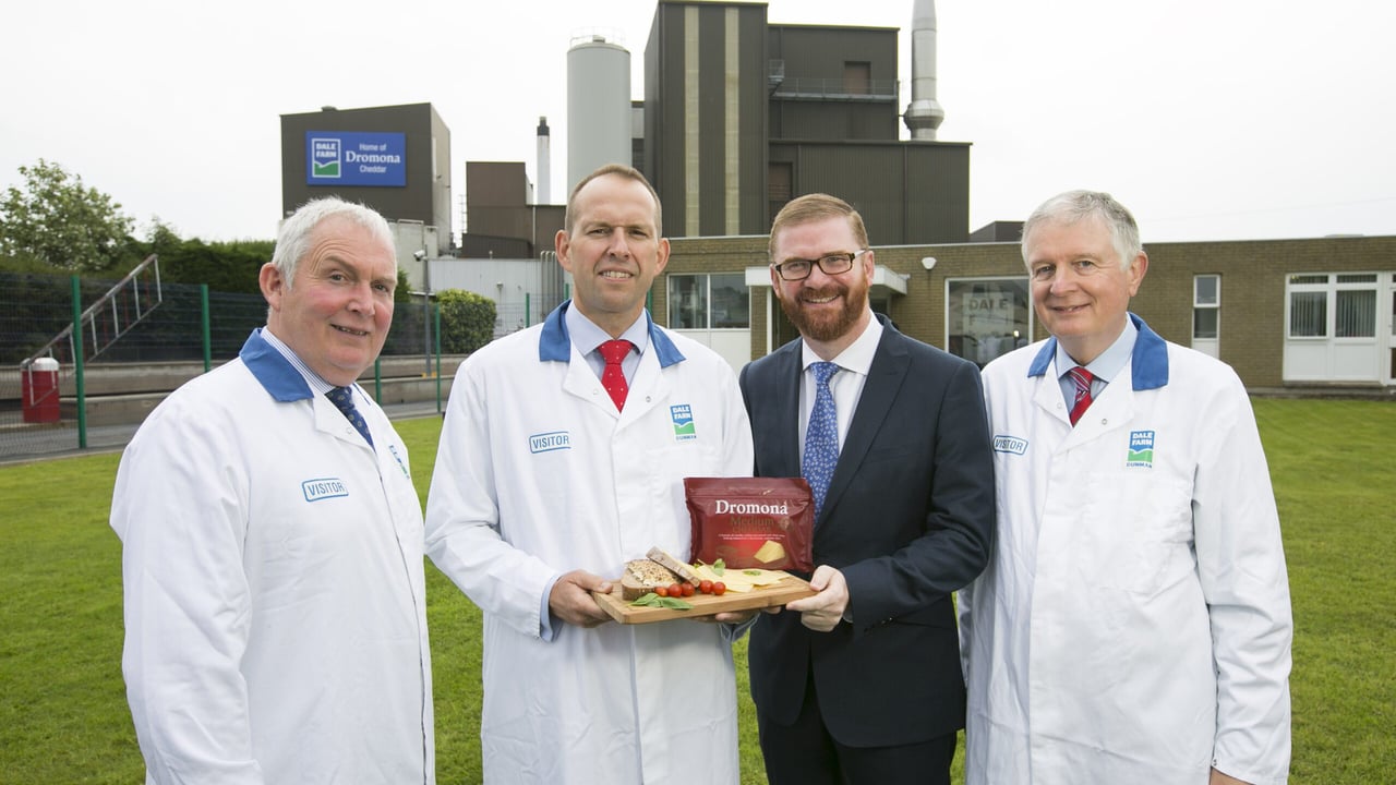 John Dunlop, Chairman of United Dairy Farmers; Nick Whelan, Dale Farm Group Chief Executive; Economy Minister, Simon Hamilton; and David Dobbin,
