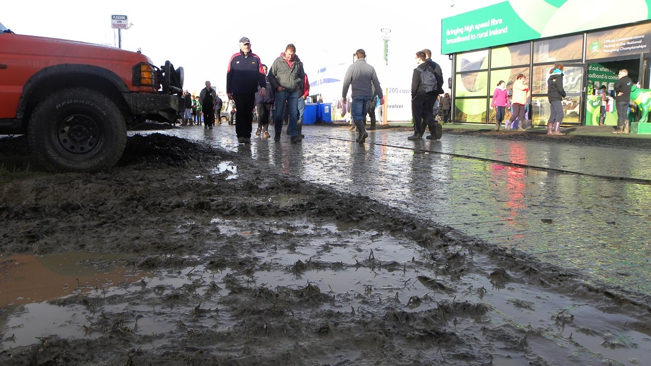 The Ploughing site is wet on the final day of the event.