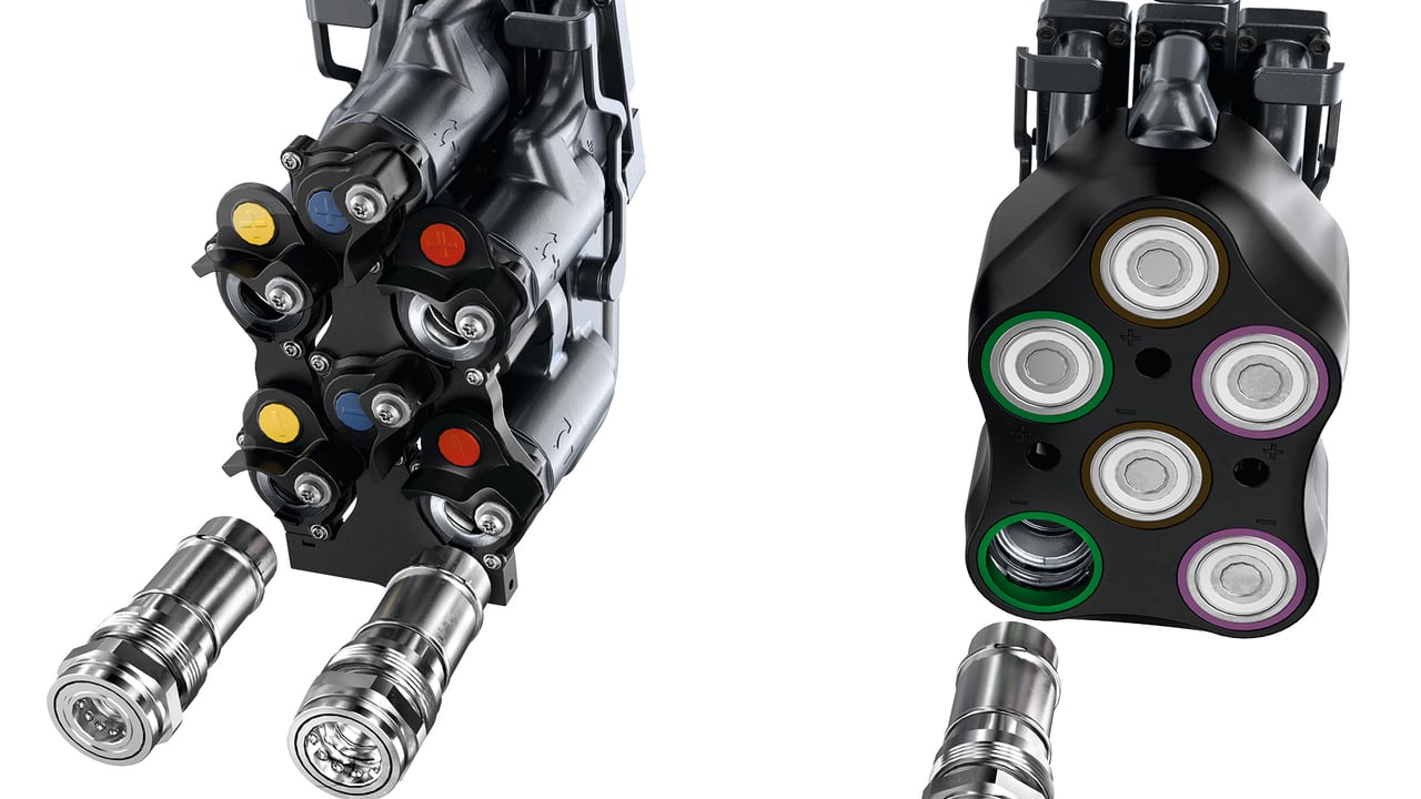 The flat-face couplings (FFCs) are pictured on the right