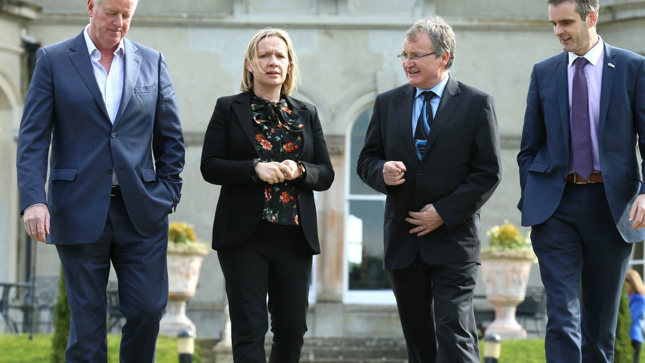 John Moloney, Lucinda Creighton, Jim Power and Joe Healy at yesterday's forum