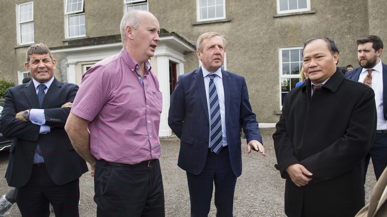 Pictured at the Vietnamese delegation's visit to a farm at Mount Rivers, Fermoy, Co. Cork were Andrew Doyle, Minister of State at the DAFM, host Clement Twomey, Michael Creed, Minister for Agriculture, Food and the Marine; Hoang Van Thang, Deputy Minister for Agriculture and Rural Development, Vietnam. Picture: O'Gorman Photography
