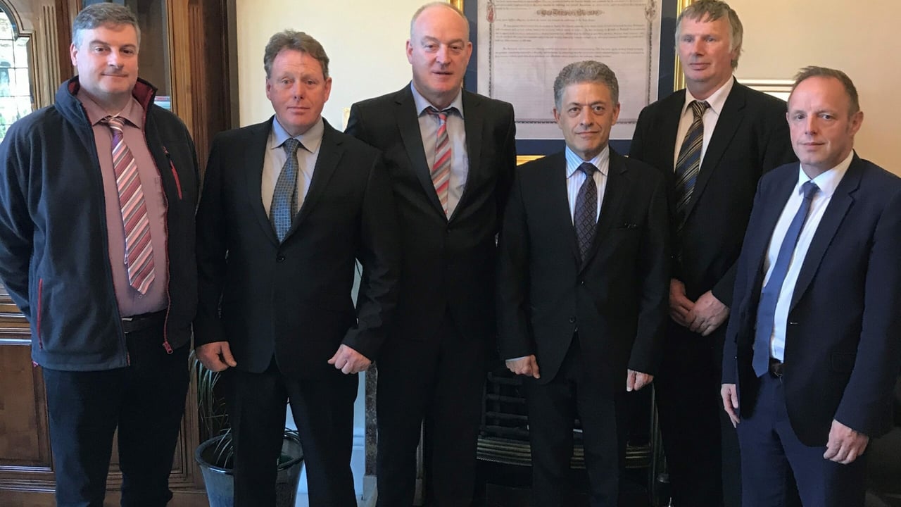 ICSA vice beef chairman Edmund Graham; ICSA suckler chairman John Halley; ICSA former president Patrick Kent; Ambassador Levent Murat Burhan; ICSA beef chairman Edmond Phelan; and ICSA general secretary Eddie Punch