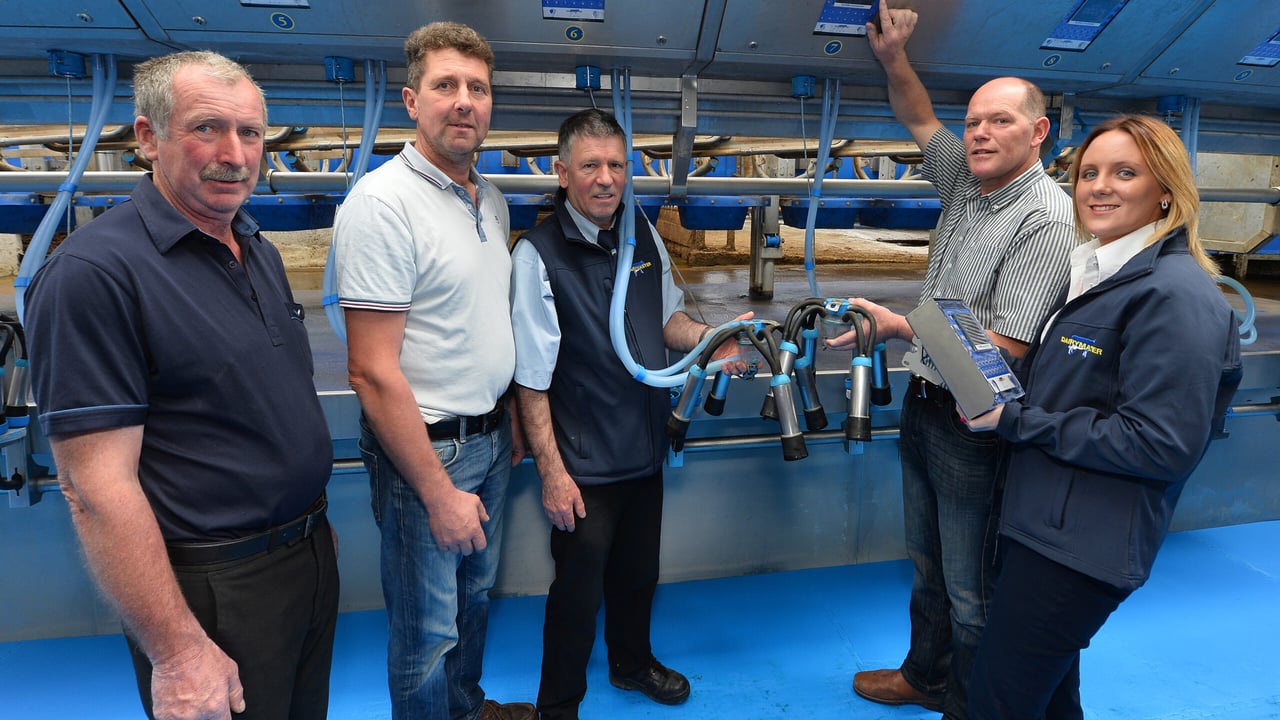 At the launch of the Kerry Holstein Friesian Breeders herds competition were (L-R) Peter Kennelly (President Elect IHFA), John Walsh (club chairman), Liam Leen (Dairymaster), Michael Maunsell (farm owner; club member); Mary Mulvihill (Dairymaster)