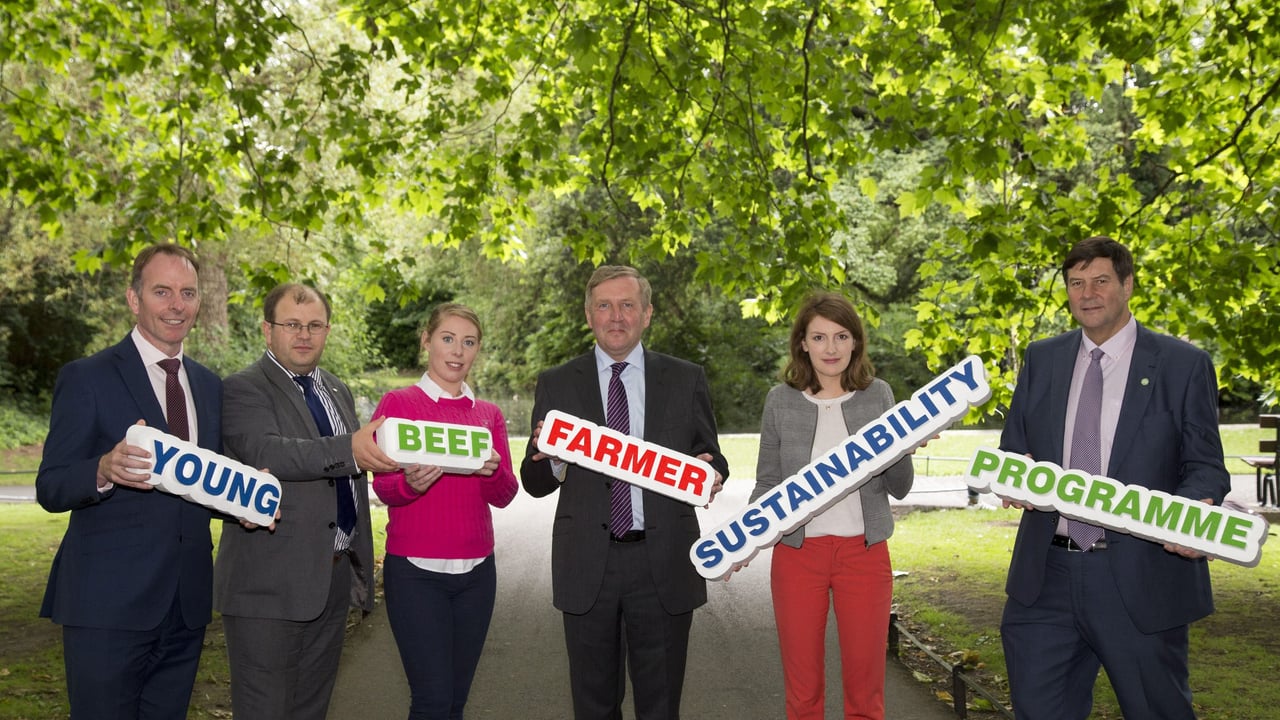 Paul Healy, Chief Executive Skillnets; James Healy, Macra na Feirme National President; Karen Elliffe Macra na Feirme, Michael Creed T.D., Minister for Agriculture, Food and the Marine; Sabrina King, Trade Marketing Manager, Dawn Meats; and Paul Nolan, Group Development Manager, Dawn Meats