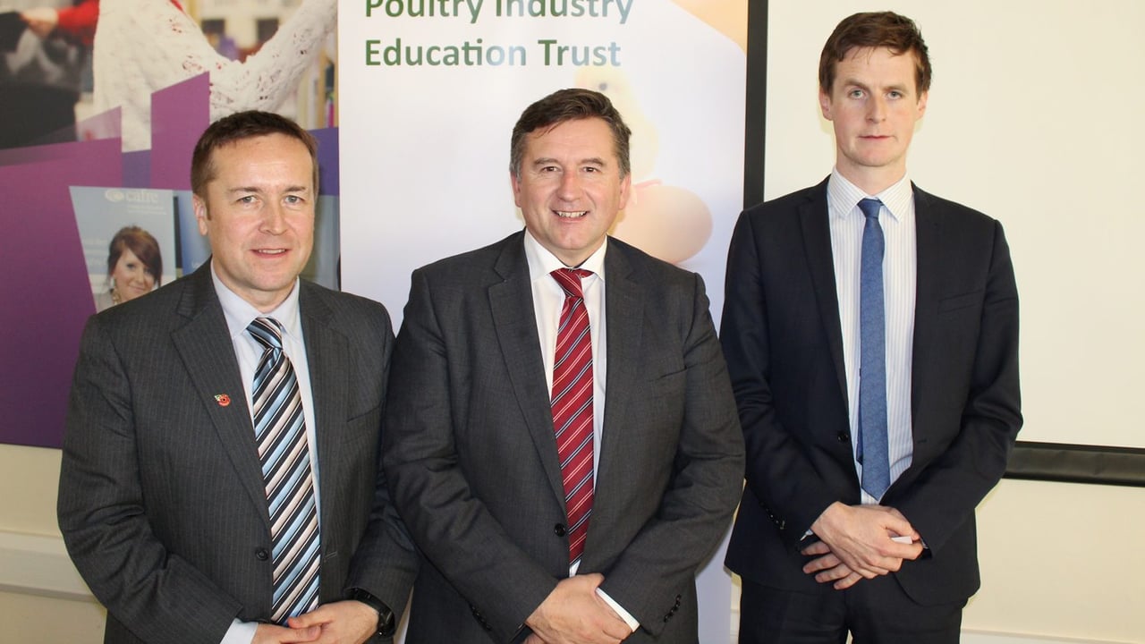 Attending the Poultry Education Trust Conference: Gary Millar, Hubbard; Declan Billington, NIFDA; and Philip Lynch, R&H Hall