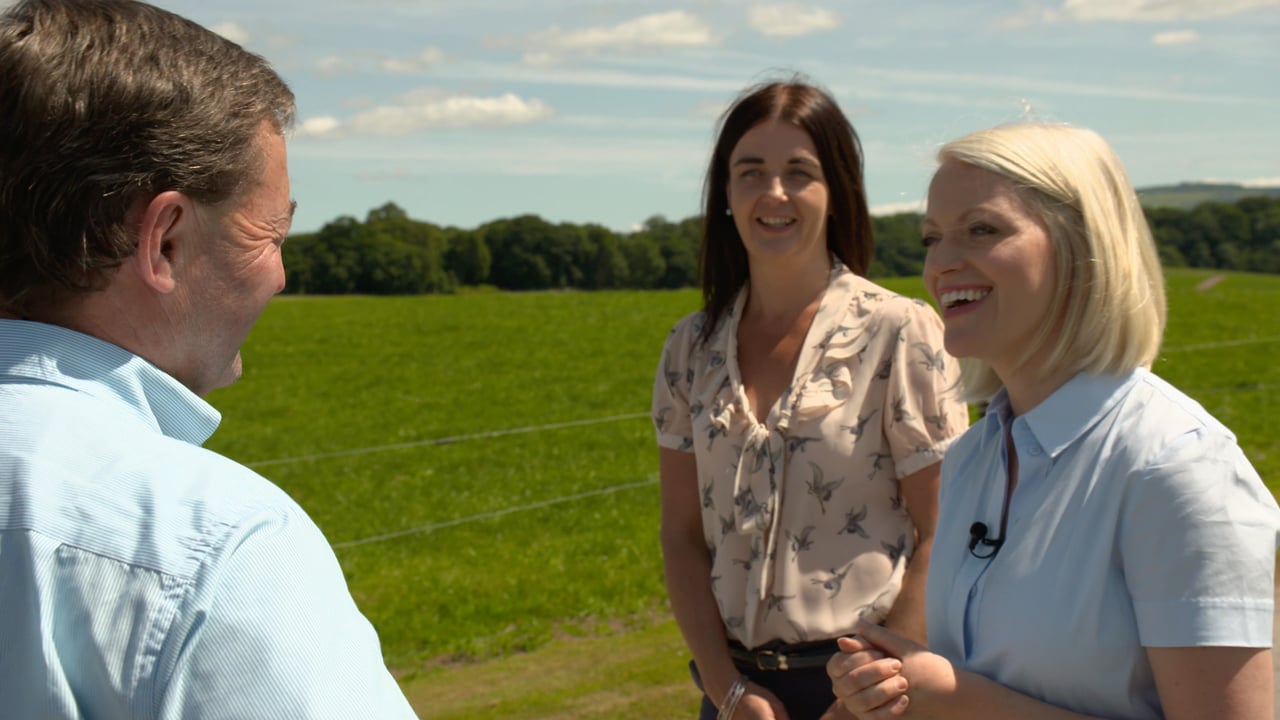 Farmer Eugene Sheehan; Teagasc researcher Dr. Laura Boyle; and presenter Kathriona Devereaux
