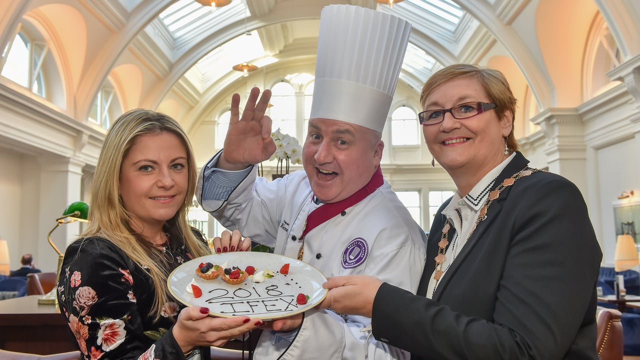 Caroline McCusker, IFEX event manager; Sean Owens, IFEX chef director; and Deputy Lord Mayor, Councillor Sonia Copeland