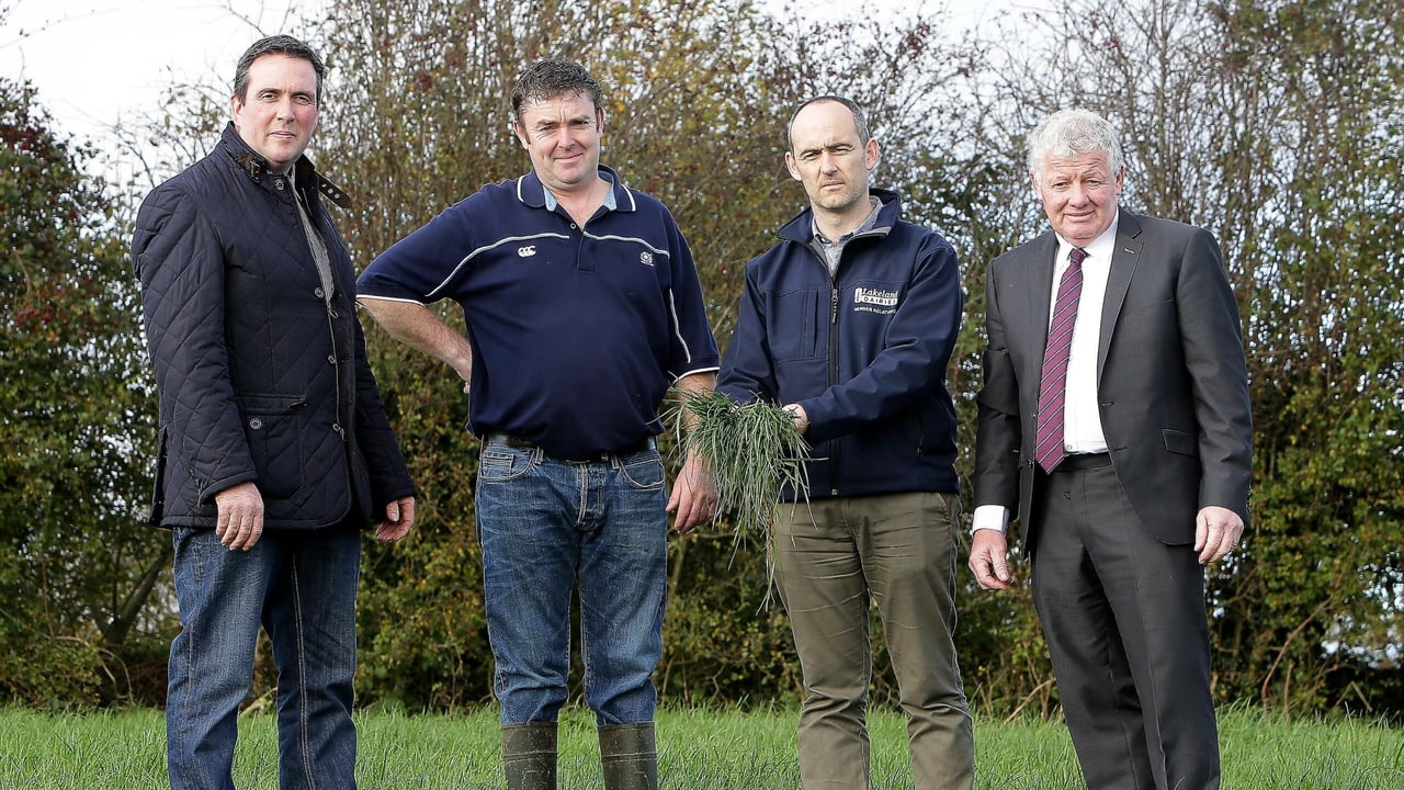 Colin Kelso, vice-chairman, Lakeland Dairies; Alan Irwin; Niall McCarron, Dairy Development Programme manager and Alo Duffy, chairman of Lakeland Dairies