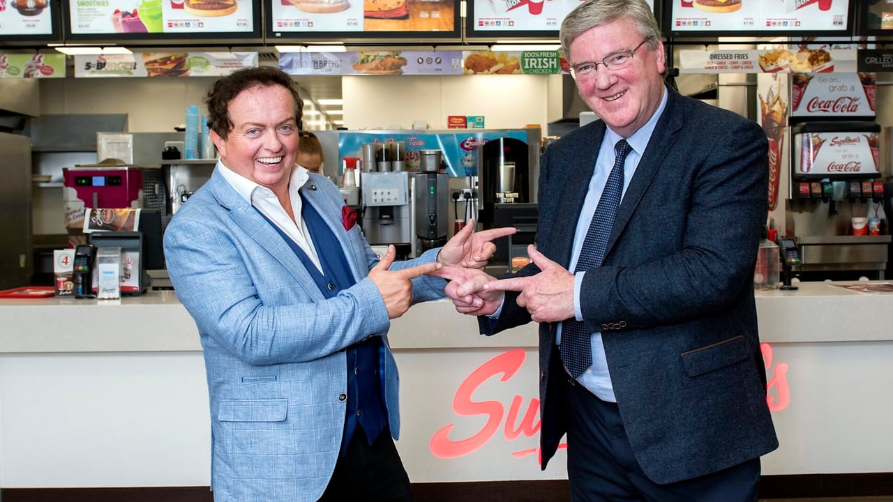 Pictured is Marty Morrissey (RTE) and Pat McDonagh (Supermac's) at the Galway Plaza. Image source: Michael Dillon