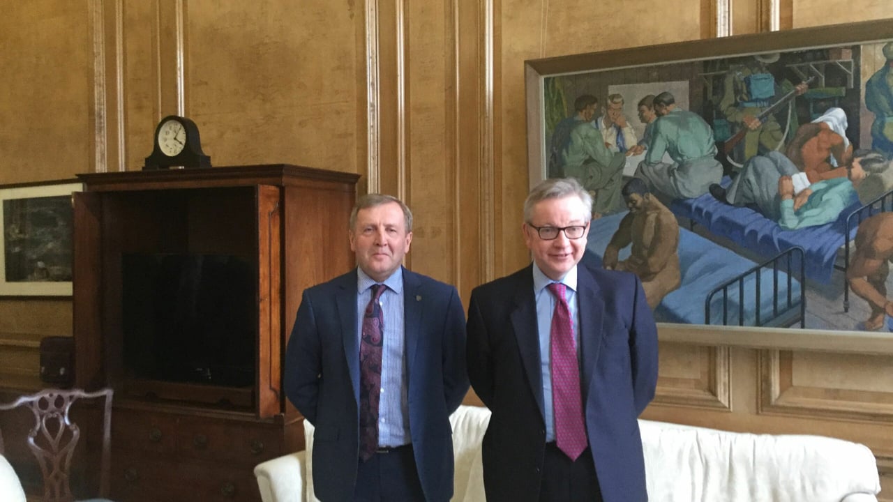 Minister for Agriculture, Food and the Marine, Michael Creed with his UK counterpart, Secretary of State for Environment, Food and Rural Affairs Michael Gove