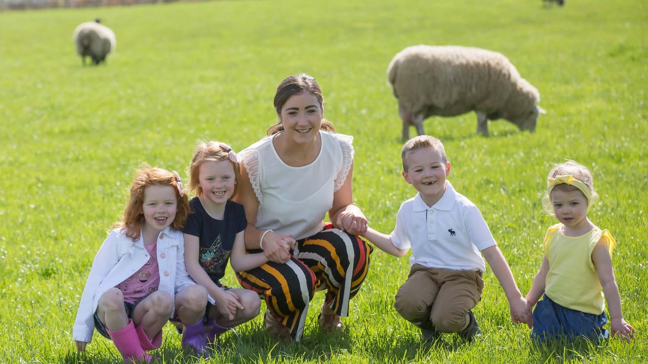 L-R: Elsie Kelly; Hannah Kelly; Deirdre O'Shea, executive director of Agri Aware; Cian O'Shea; and Caoimhe O'Shea