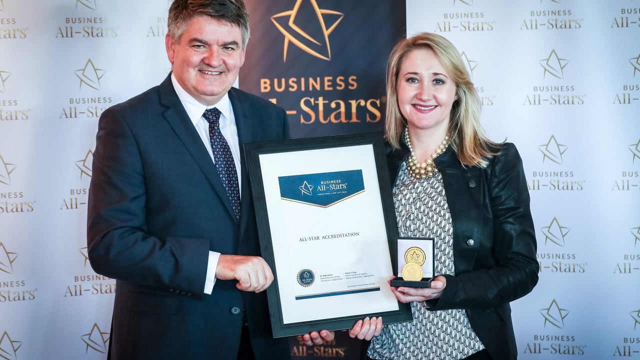 AgriKids founder Alma Jordan is awarded at the All-Ireland Business Summit in Croke Park Image source: Keith Wiseman