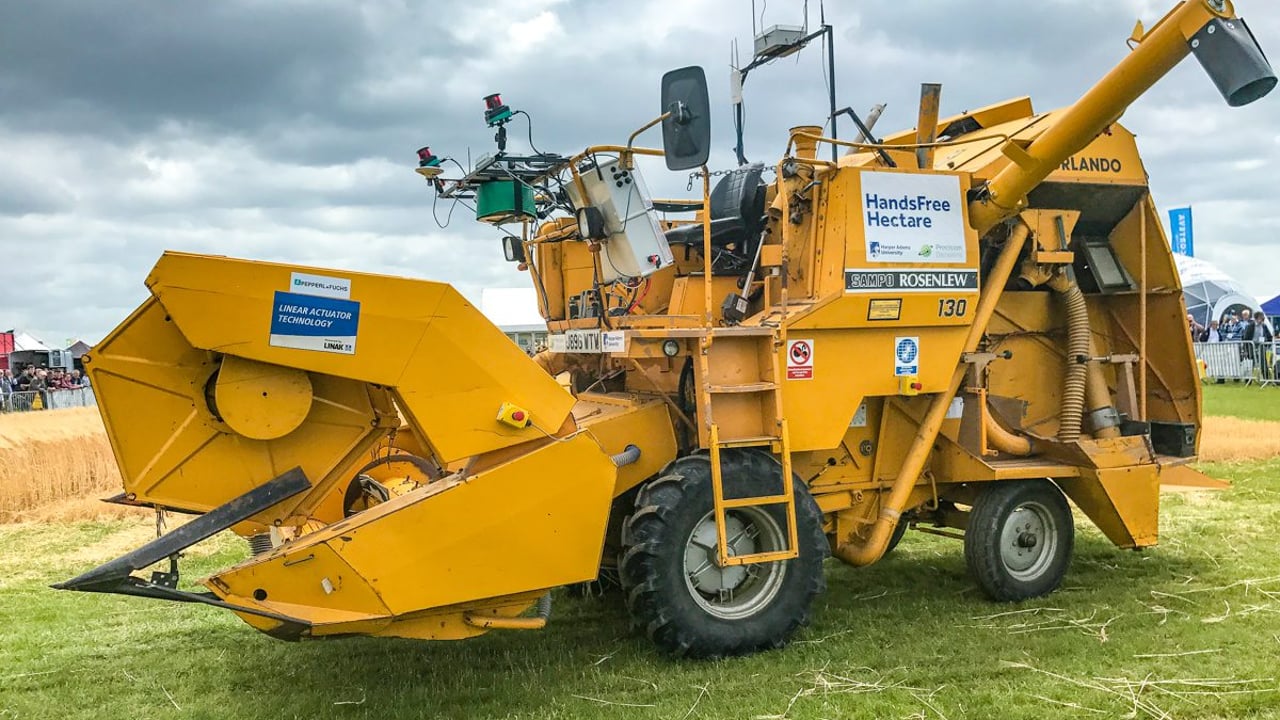 Watch this 30-year-old combine drive itself