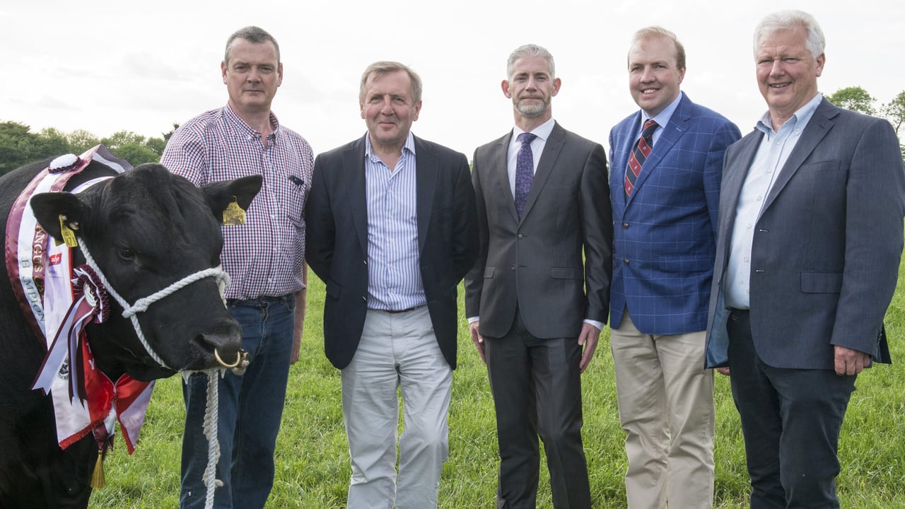L-R: Ben Ryall; Michael Creed, Minister for Agriculture; Rob Farrell, Aldi; John Appelbe, Irish Angus Cattle Society; and Paul Matthews, ABP