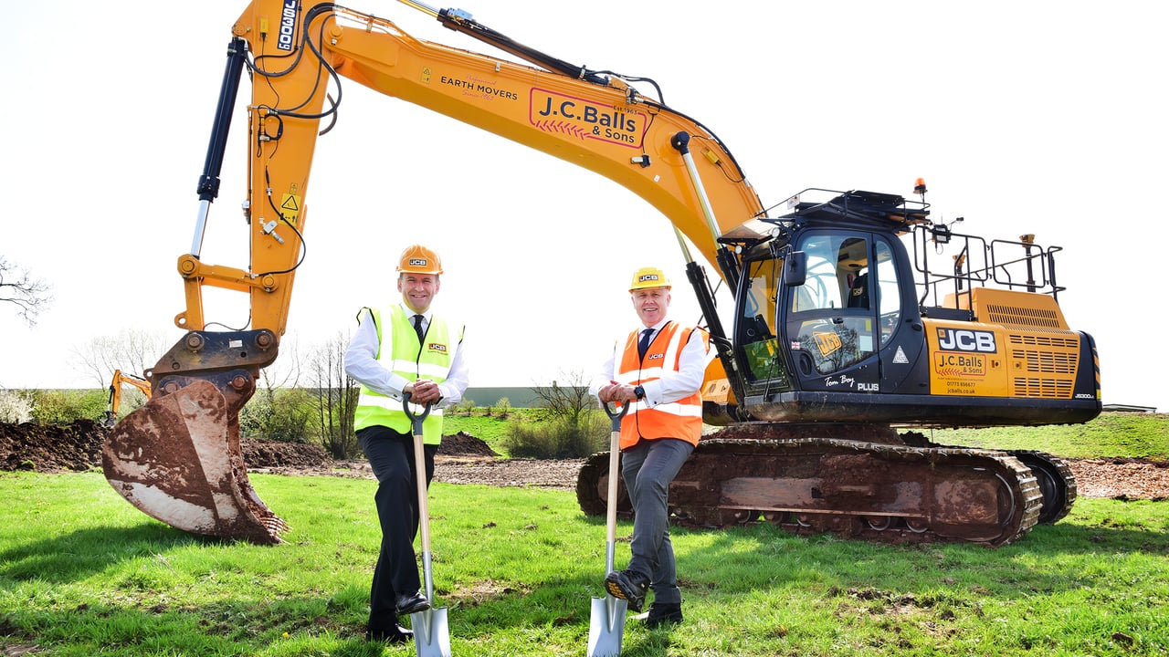 JCB CEO Graeme Macdonald and JCB COO Mark Turner at the site of the new £50 million JCB Cab Systems plant