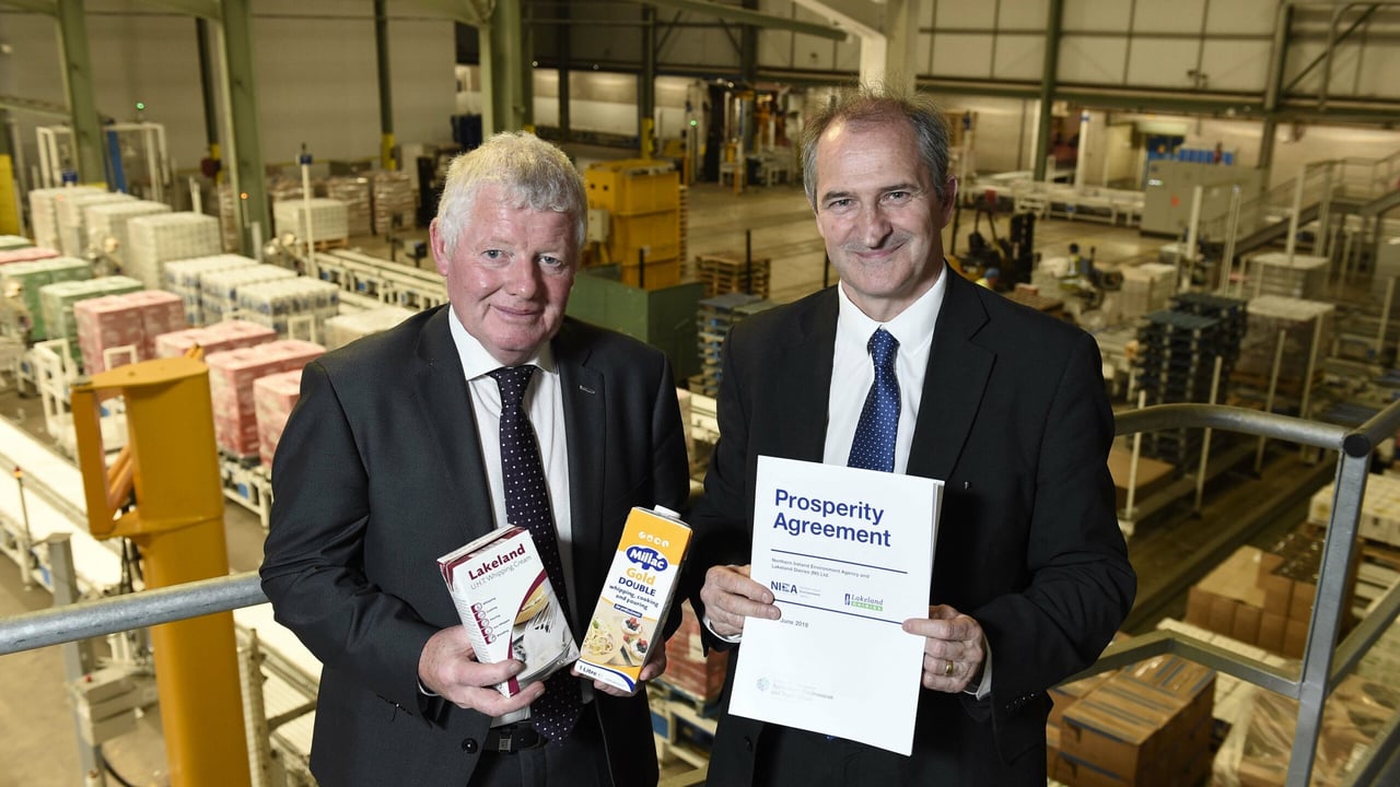 Alo Duffy chairman of Lakeland Dairies and David Small of the Northern Ireland Environment Agency 