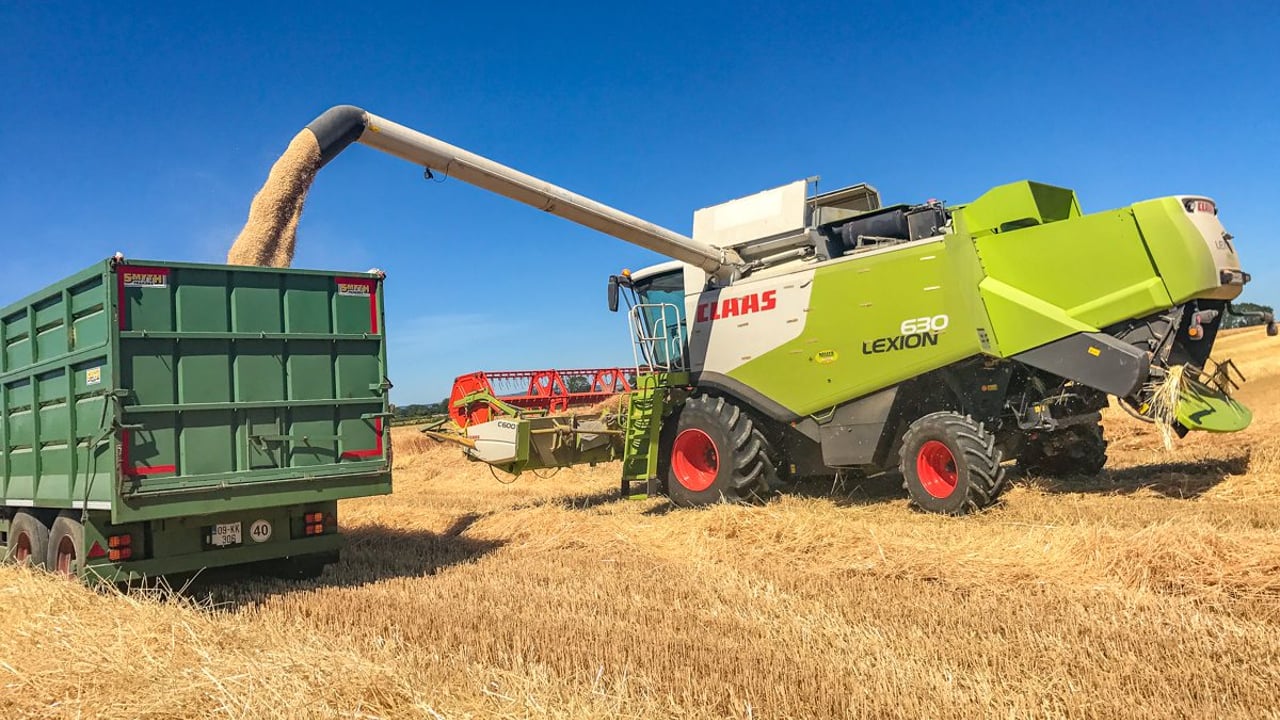 Brian Ireland unloading grain in Danesfort, Co. Kilkenny