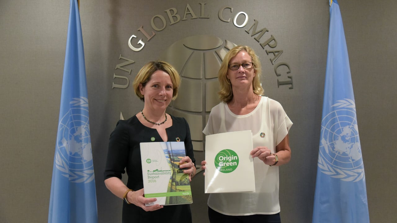 L-R: Bord Bia CEO Tara McCarthy with United Nations Global Compact chief of particpant relations Sue Allchurch