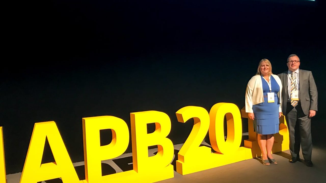 Dr. Barbara Doyle Prestwich and Dr. Eoin Lettice at the IAPB conference at the Convention Centre in Dublin this week 