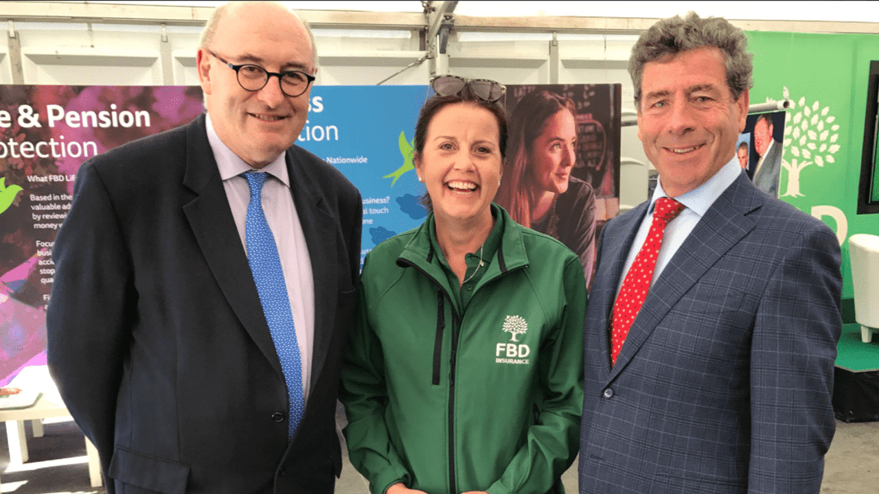 L-R: EU Commissioner Phil Hogan; FBD CEO Fiona Muldoon; and Teagasc chair Liam Herlihy. Image source: FBD Twitter