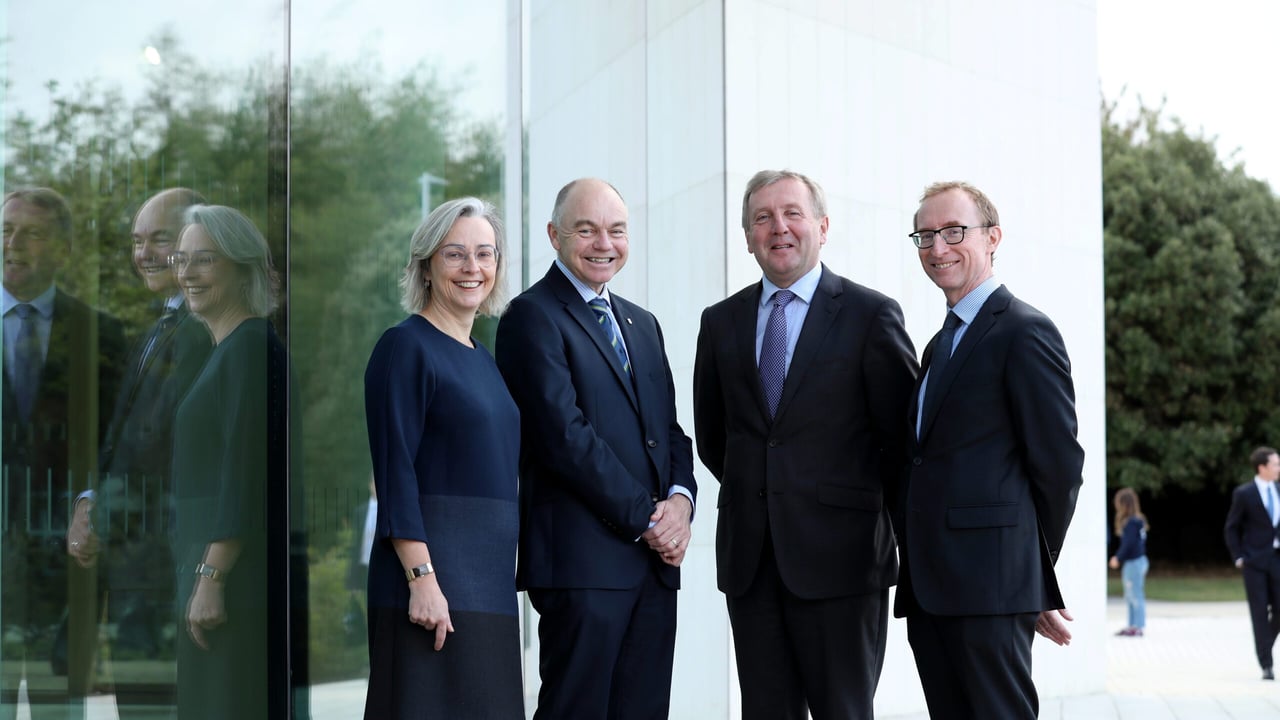 L-R: Professor Imelda Maher, UCD Dean of Law; President of UCD, Professor Andrew J Deeks; Michael Creed, Minister for Agriculture, Food and the Marine; and Tim Scanlon, partnership chairman, Matheson. Image source: Jason Clarke