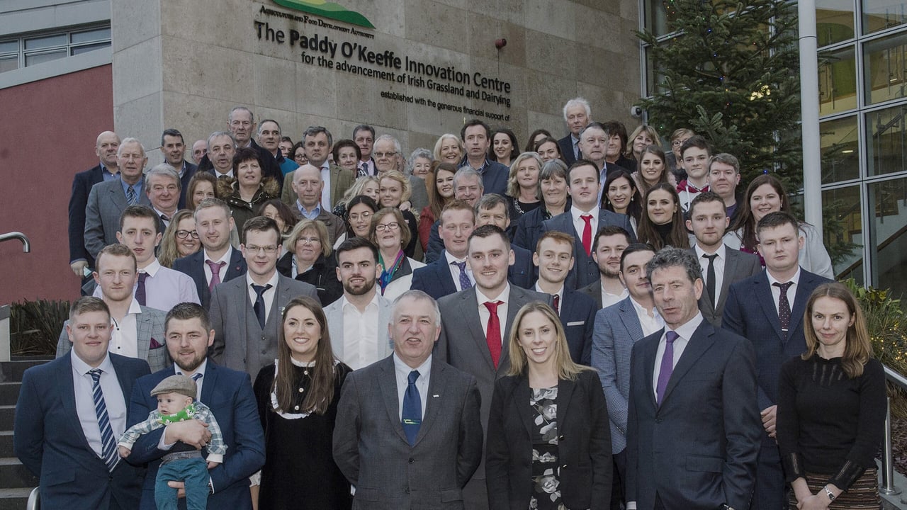 Graduates of the Professional Diploma in Dairy Farm Management course with: Prof. Gerry Boyle, Teagasc director; Prof. Karina Pierce, UCD; and Liam Herlihy, Teagasc chairman. Image source: O'Gorman Photography