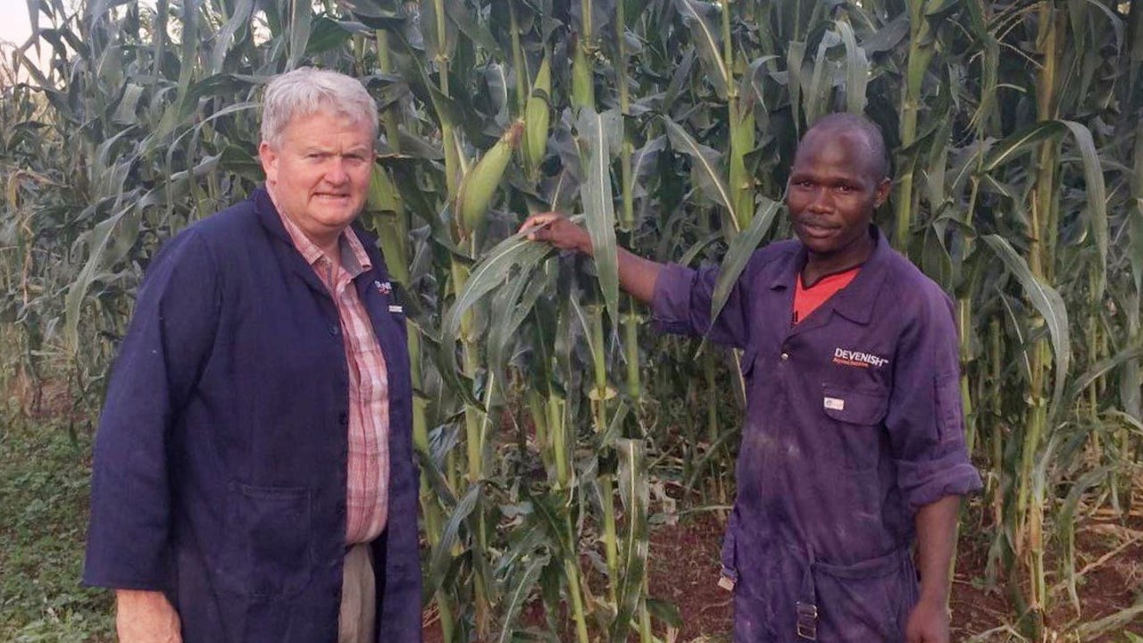 Michael Maguire, Devenish's East African director with Feed Mill supervisor William Isoke