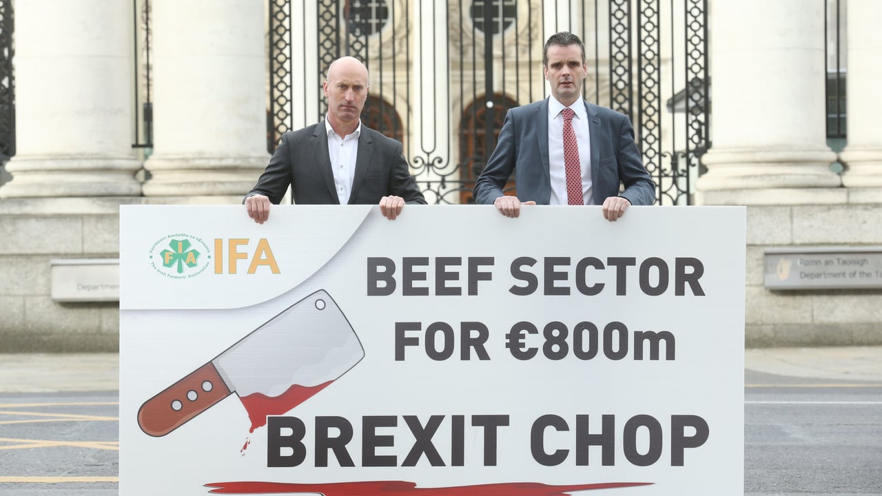 L-R: Angus Woods, IFA livestock chair; and Joe Healy, IFA president. Image source:  Finbarr O'Rourke