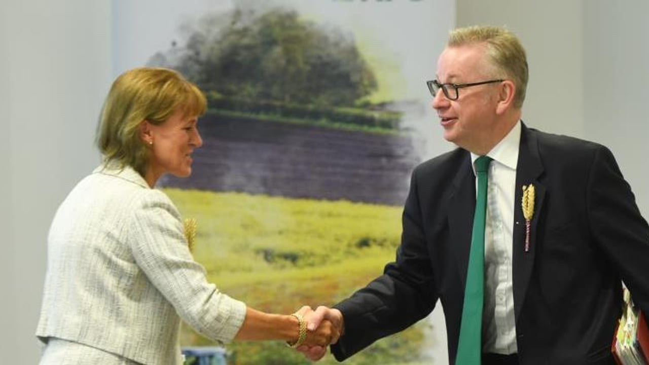 NFU president Minette Batters and Secretary of State for Environment, Food and Rural Affairs Michael Gove