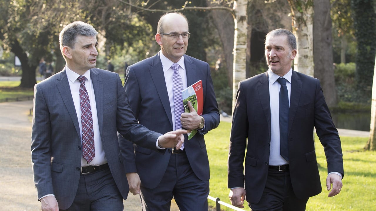 
L-R: Michael Harte, chief financial officer; Jim Woulfe, chief executive; and John O' Gorman, chairman. Image source: Colm Mahady / Fennells 