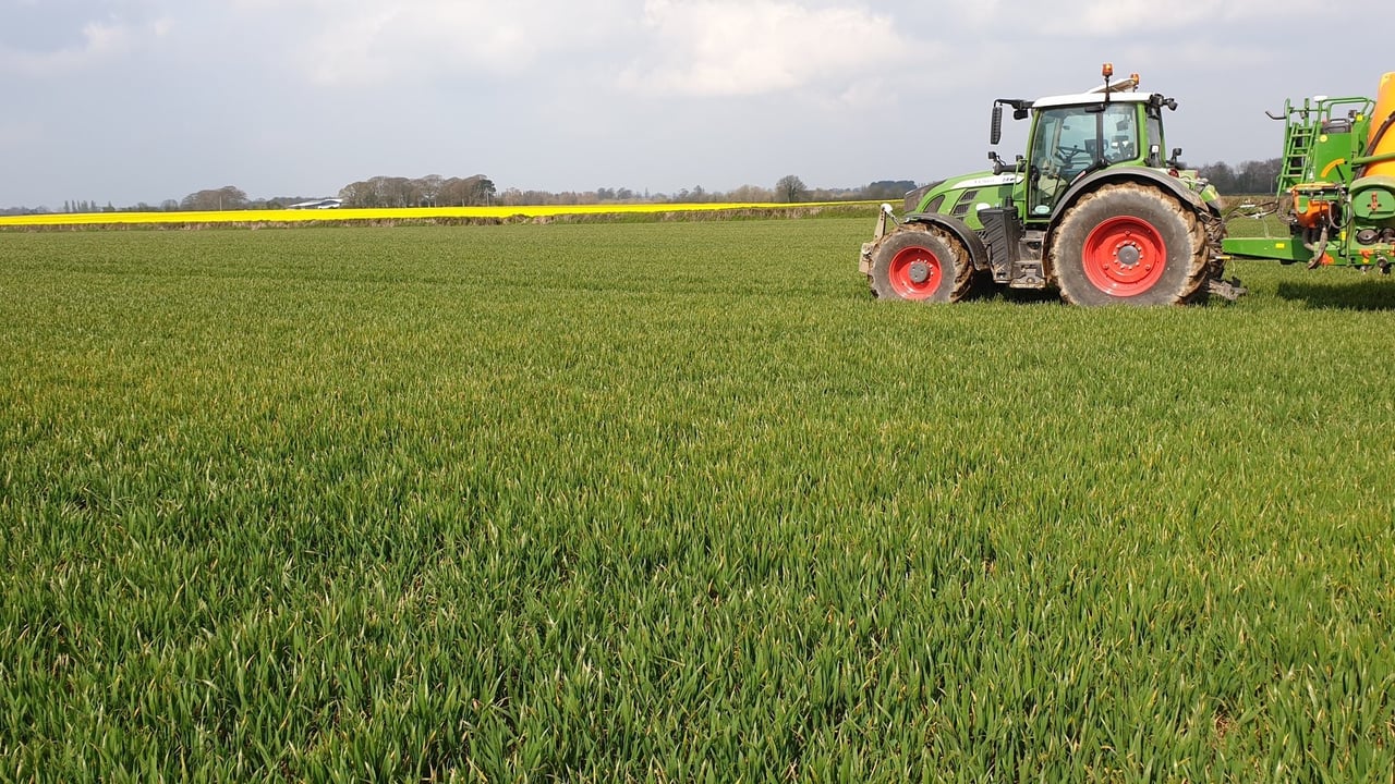 Darragh Cleary spraying a T0 on his winter wheat on Saturday