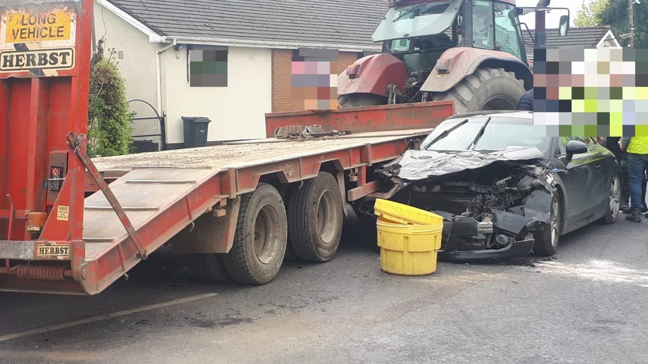 Road collision involving tractor causes traffic delays