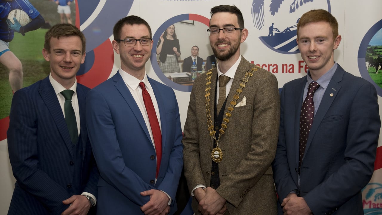 L-R: Gerard Mahon, Leinster vice-president; Sean Wallace, Munster vice-president; Thomas Duffy, Macra na Feirme national president; Fergus O'Rourke, North West vice-president