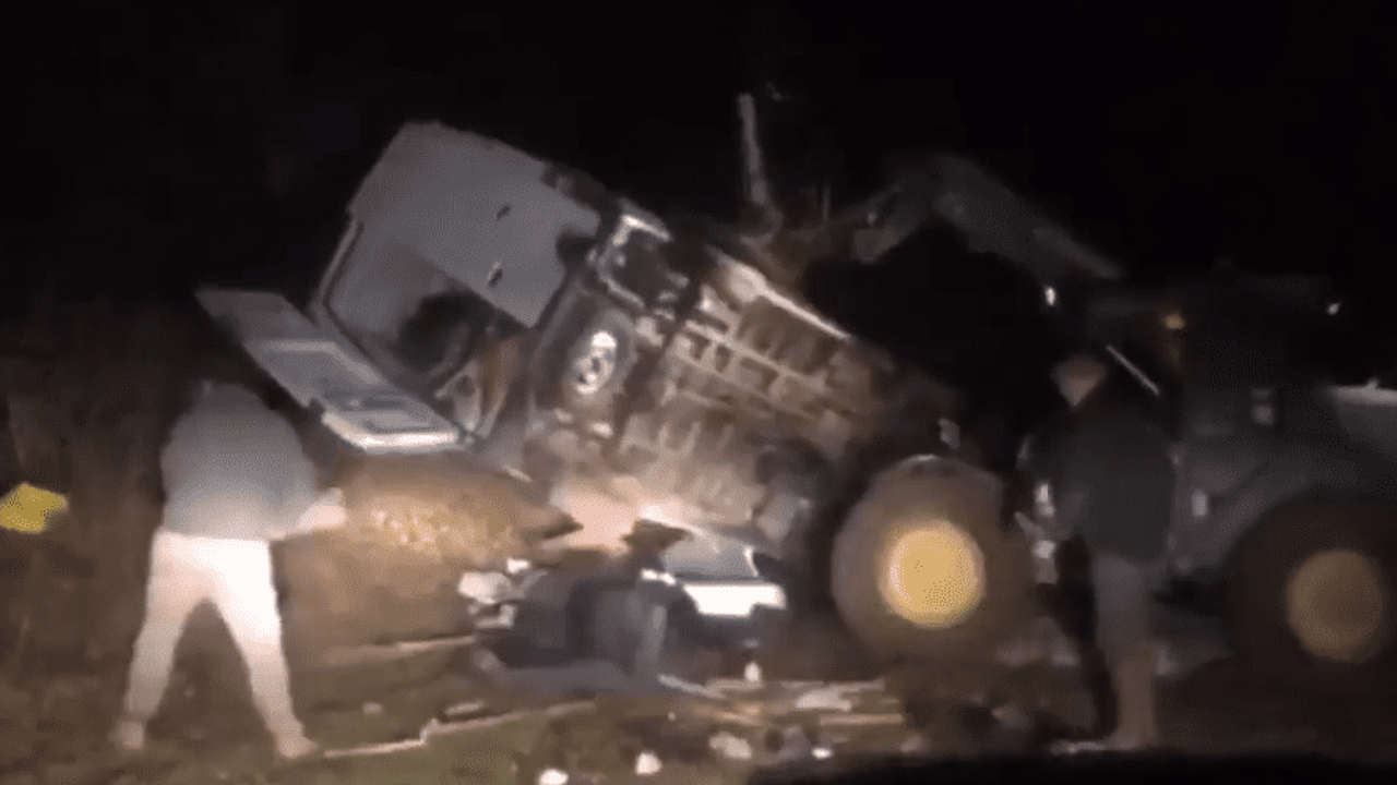 Farmer overturns van 'dumping rubbish' on his land
