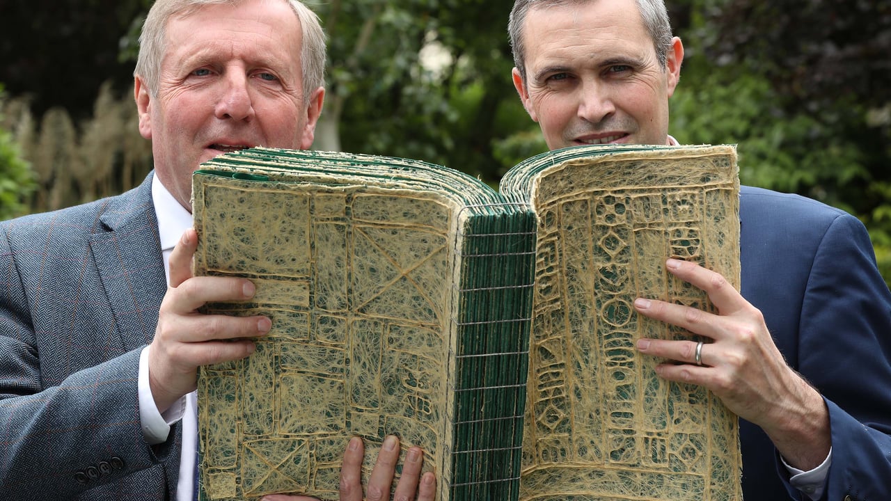 L-R: Minister for Agriculture, Food and the Marine, Michael Creed; and Tadhg Buckley, head of agriculture with AIB, pictured at the launch of the new book. Image source: Robbie Reynolds